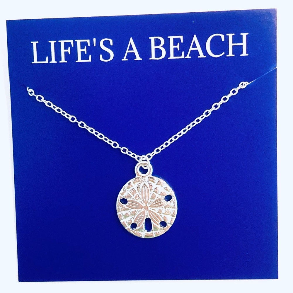 Silver Sand Dollar Necklace .925 Sterling Chain